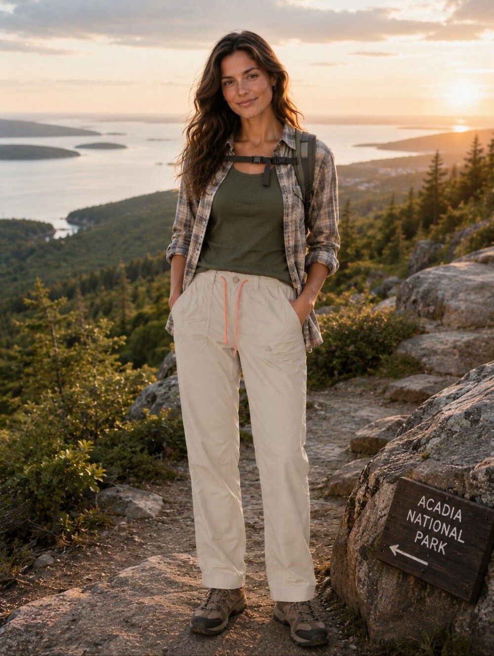 The North Face Women’s Hiking Trail Pants Tan Size 8 Lightweight Drawcord